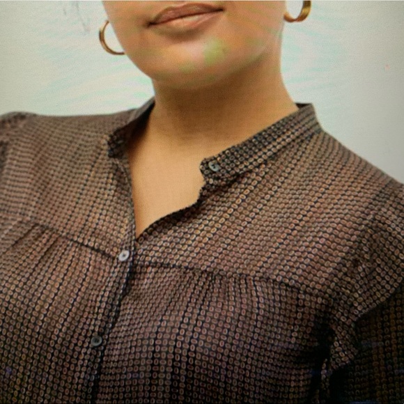 Violeta by Mango Printed Sheer Ruffle Blouse Curvy Plus Size Woman’s Size 18 - Picture 10 of 12